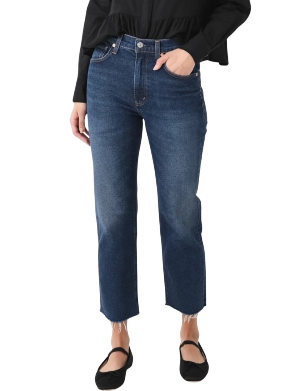 Citizens of Humanity Daphne Crop High Rise Stovepipe Jean Raw Hem Button Fly 25
